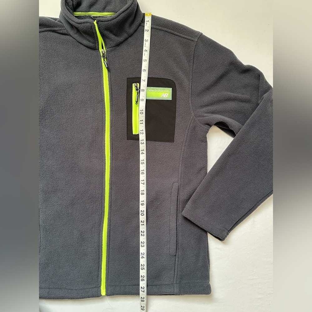 EUC New Balance Jacket Windbreaker Size M Charcoal Fleece with Neon Highlights - Picture 7 of 9